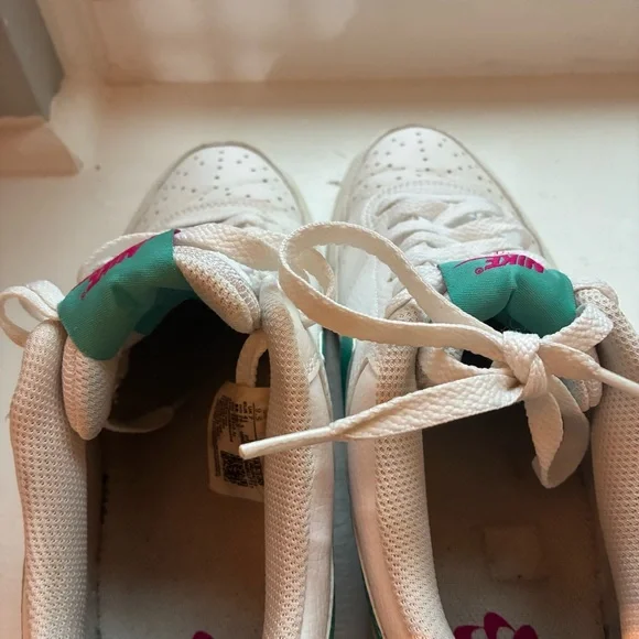 Nike Court Vision Low White Teal Swoosh Sneakers Women’s 9.5 - Picture 7 of 8